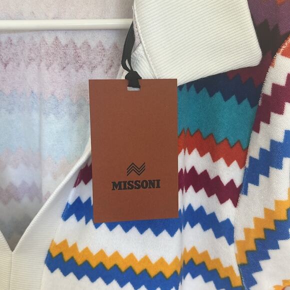 Missoni Zig Zag Cotton Blend Cropped Polo Size 10 NWT Multicolor Chevron - Picture 8 of 11